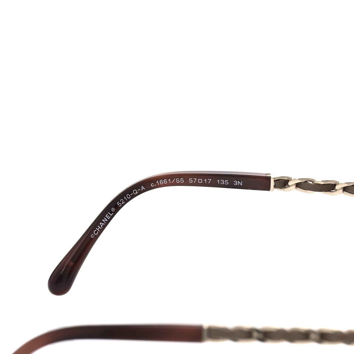 Chanel Acetate Metal Lambskin Chain Square Sunglasses 5210-Q Brown 5 of 8