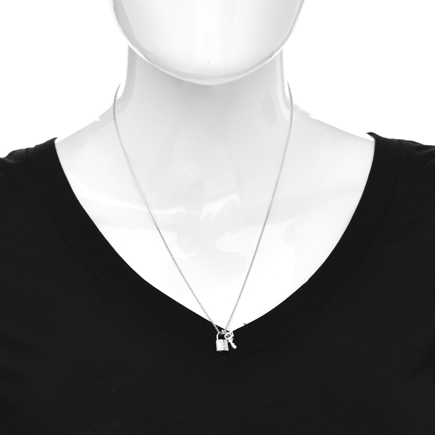Louis Vuitton 18K White Gold Lockit Key Pendant Necklace 2 of 5