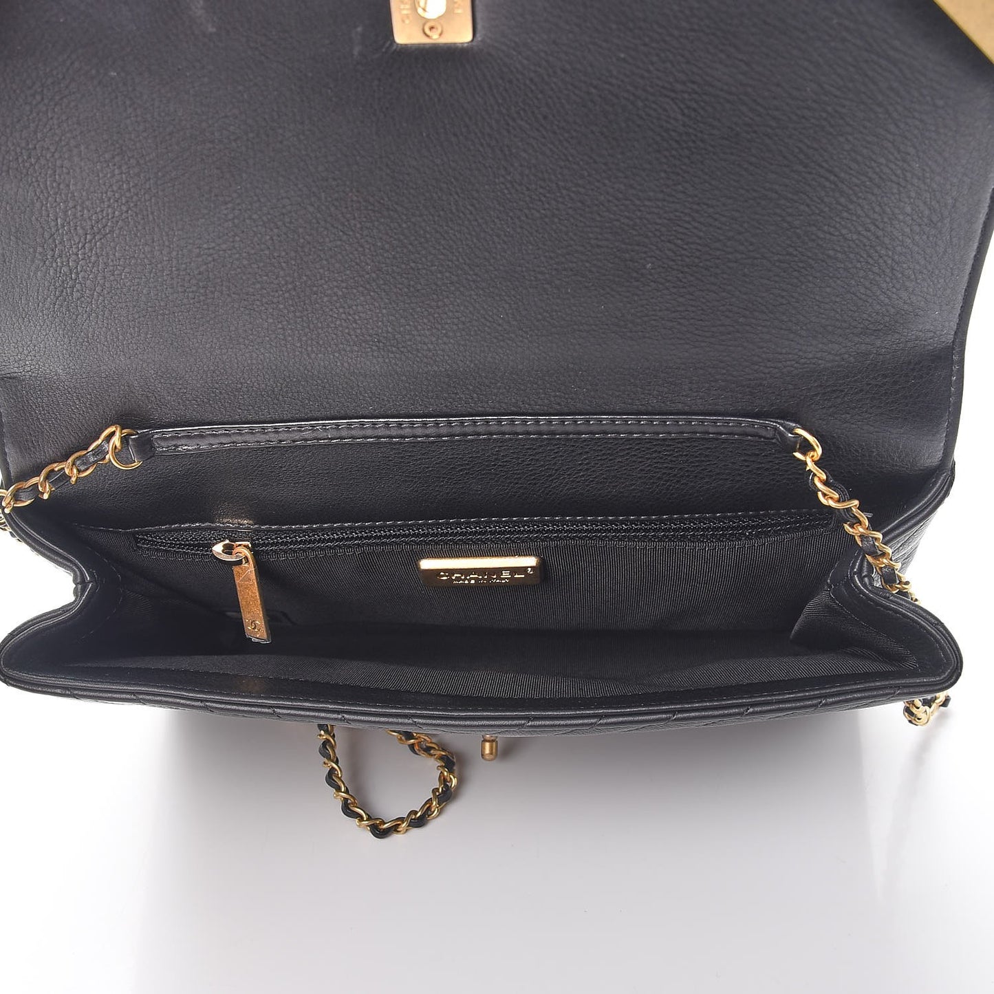 Calfskin Chevron Quilted Rock The Corner Clutch With Chain Black