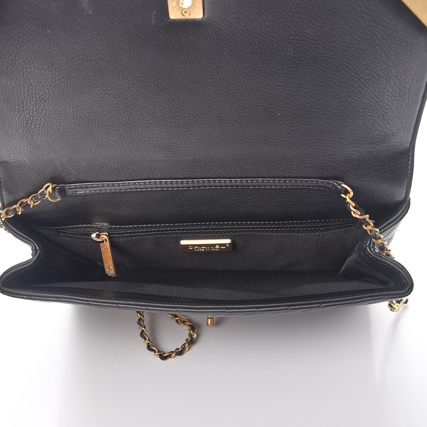 Chanel Calfskin Chevron Quilted Rock The Corner Clutch With Chain Black 5 of 7