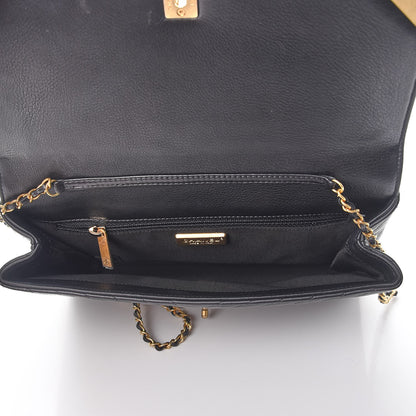 Chanel Calfskin Chevron Quilted Rock The Corner Clutch With Chain Black 5 of 7
