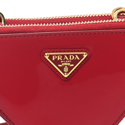 Prada Spazzolato Mini Triangle Chain Crossbody Pouch Cherry 8 of 12