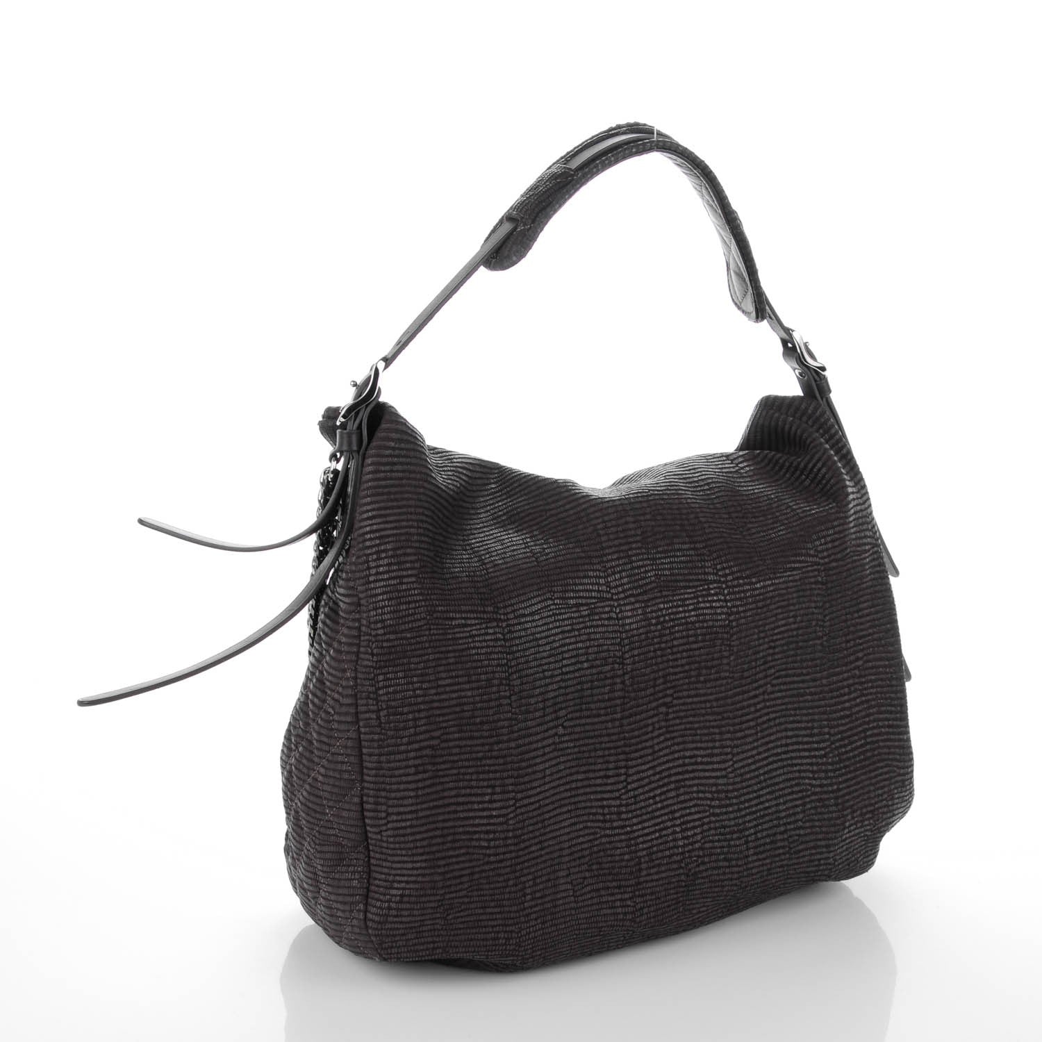 Jimmy Choo Lizard Embossed Large Boho Biker Hobo Quartz 4 of 11