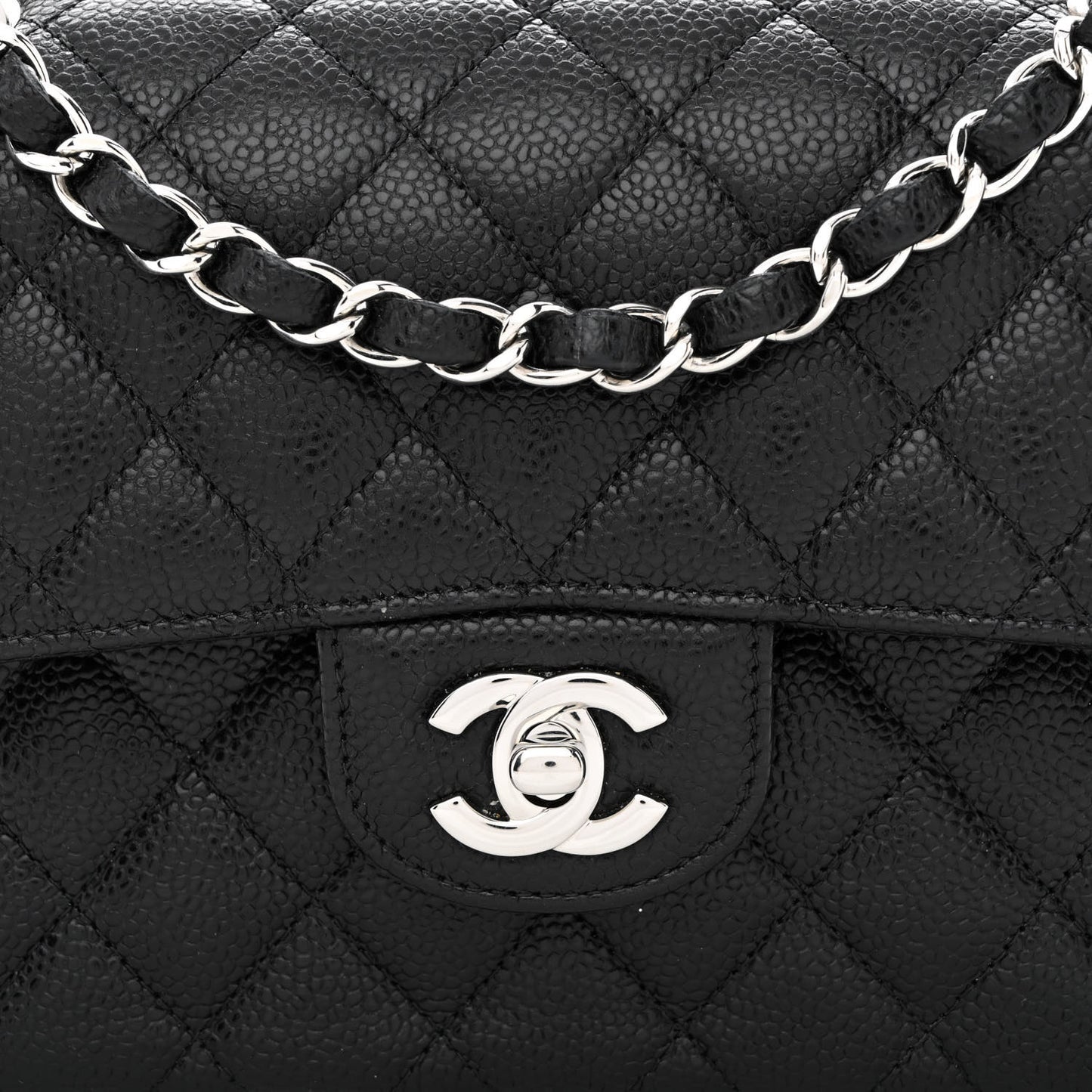 Caviar Quilted Small Double Flap Black
