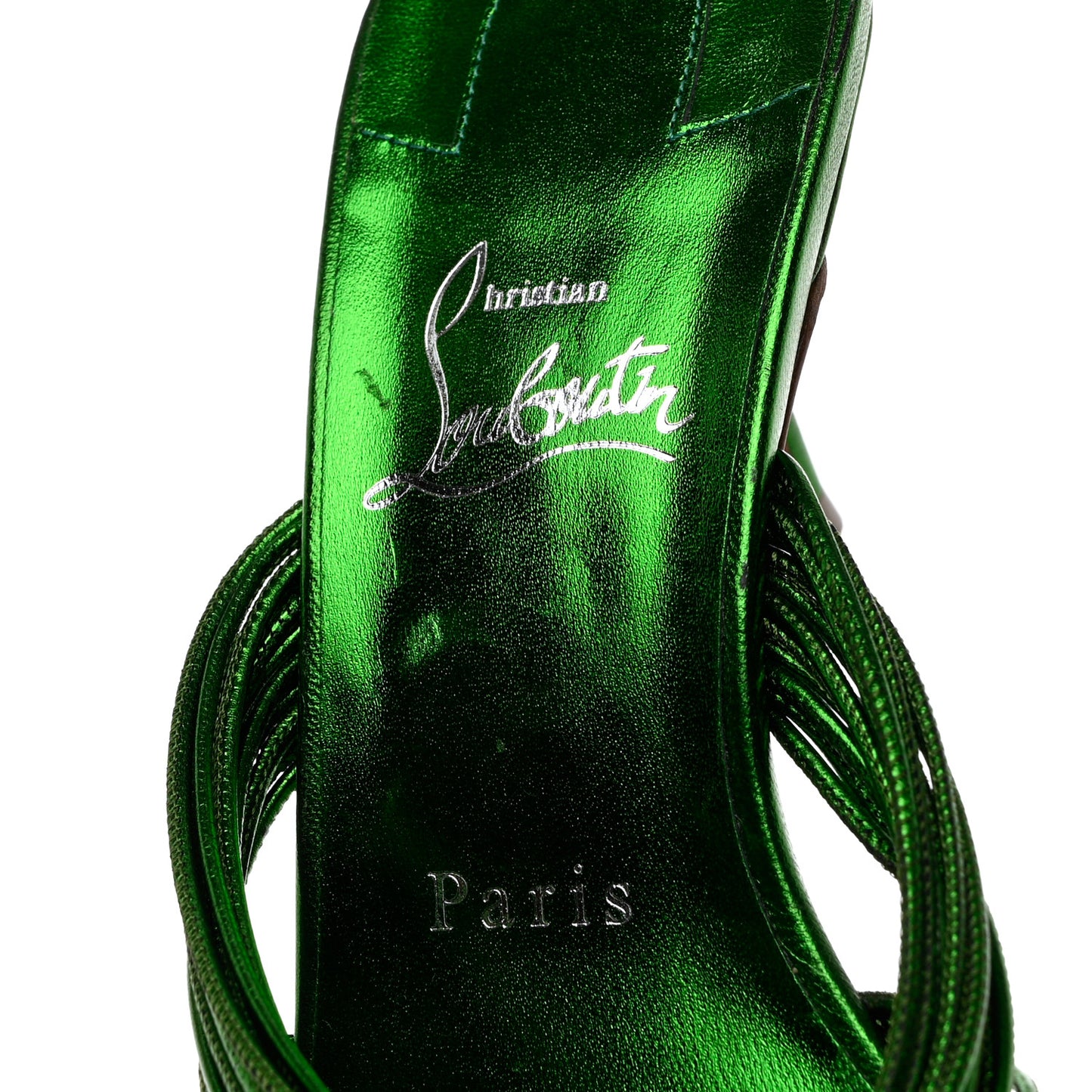 Metallic Calfskin Multitaski 70 Slide Sandals 38 Green