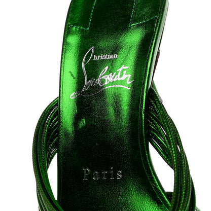 Christian Louboutin Metallic Calfskin Multitaski 70 Slide Sandals 38 Green 6 of 10
