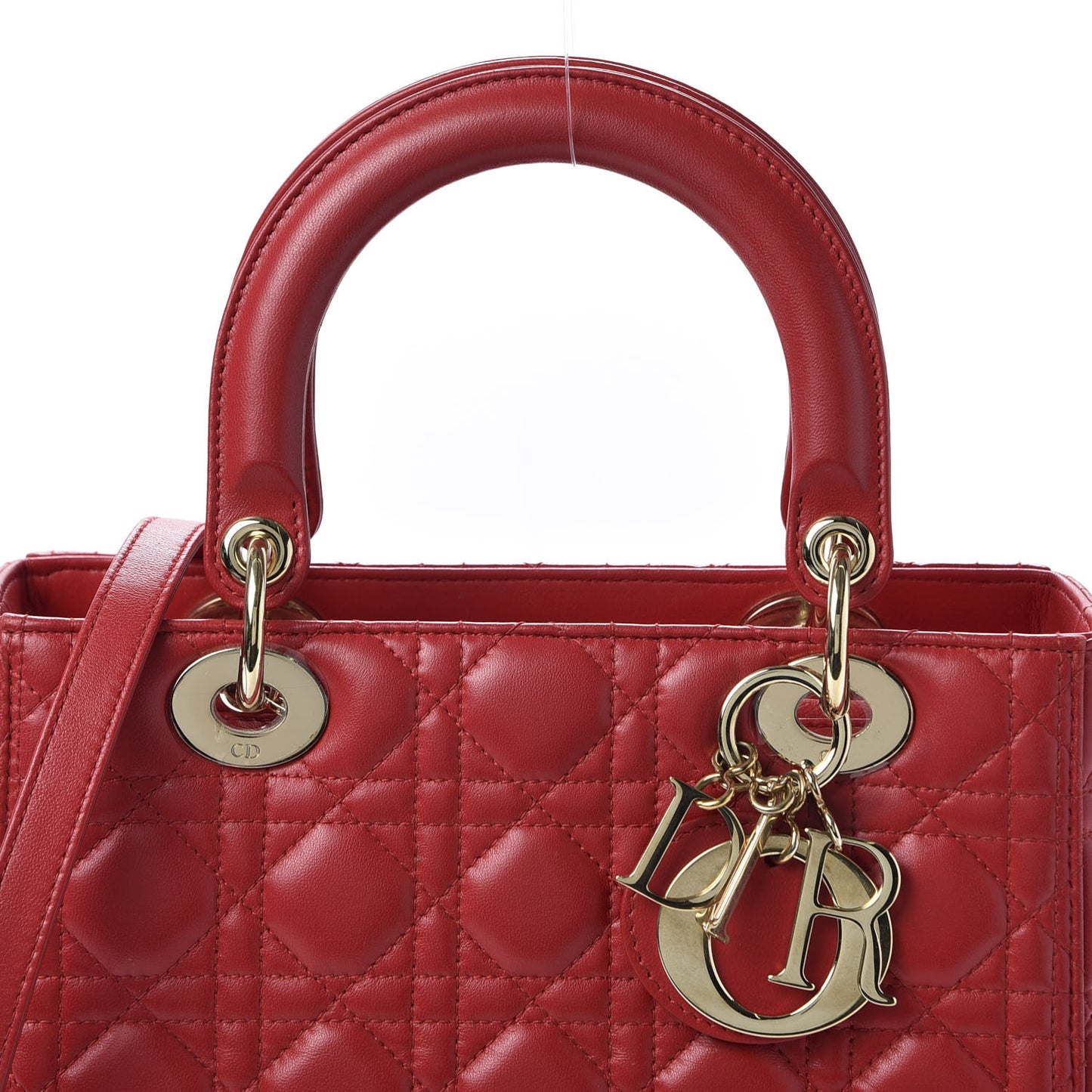 Lambskin Cannage Medium Lady Dior Red
