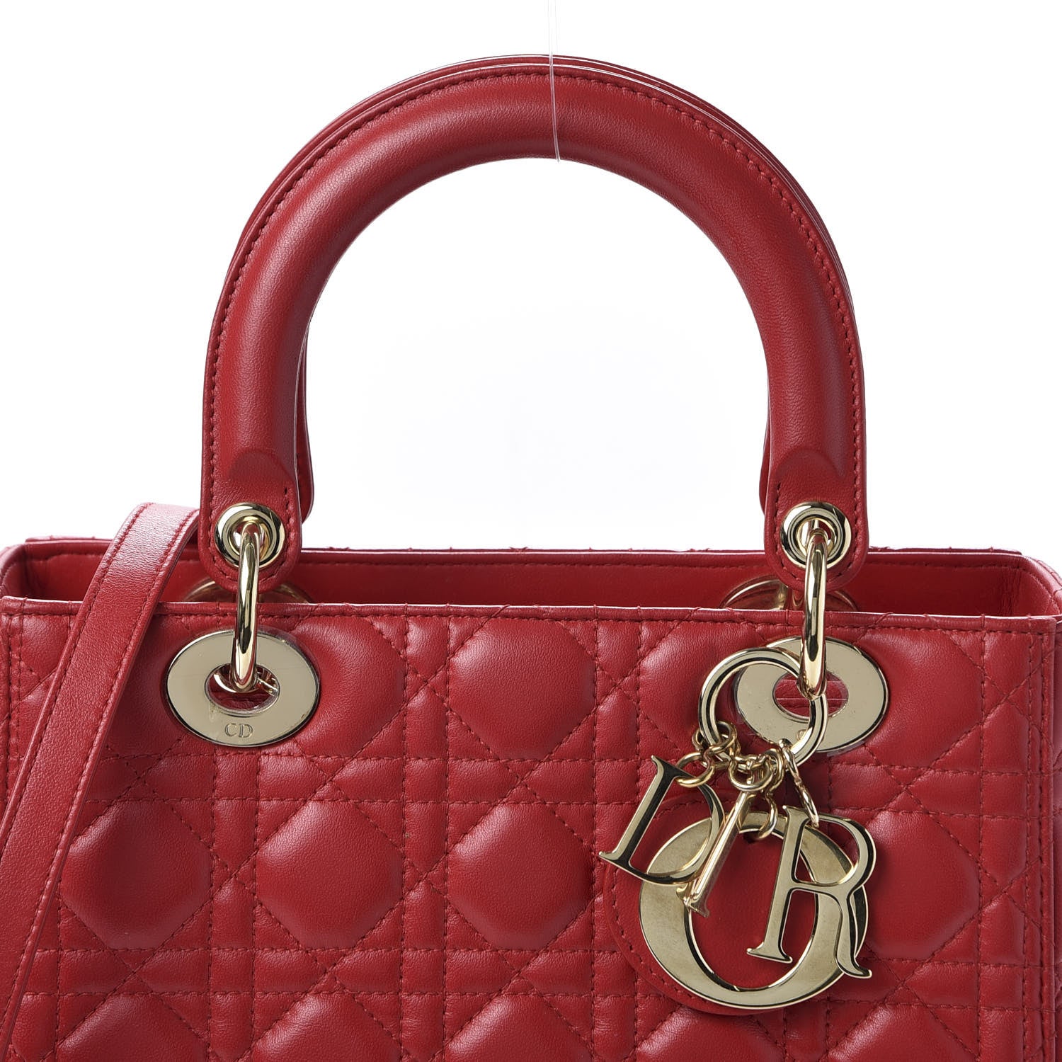 Christian Dior Lambskin Cannage Medium Lady Dior Red 9 of 10