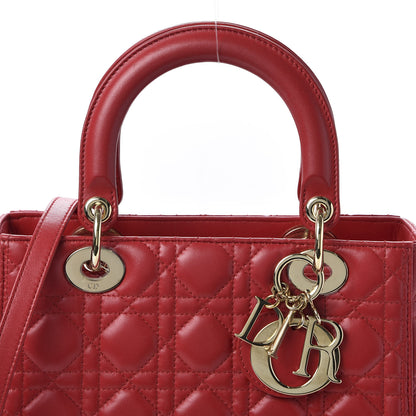 Christian Dior Lambskin Cannage Medium Lady Dior Red 9 of 10