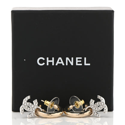 Chanel Metal Crystal CC Hoop Drop Earrings Gold 4 of 4