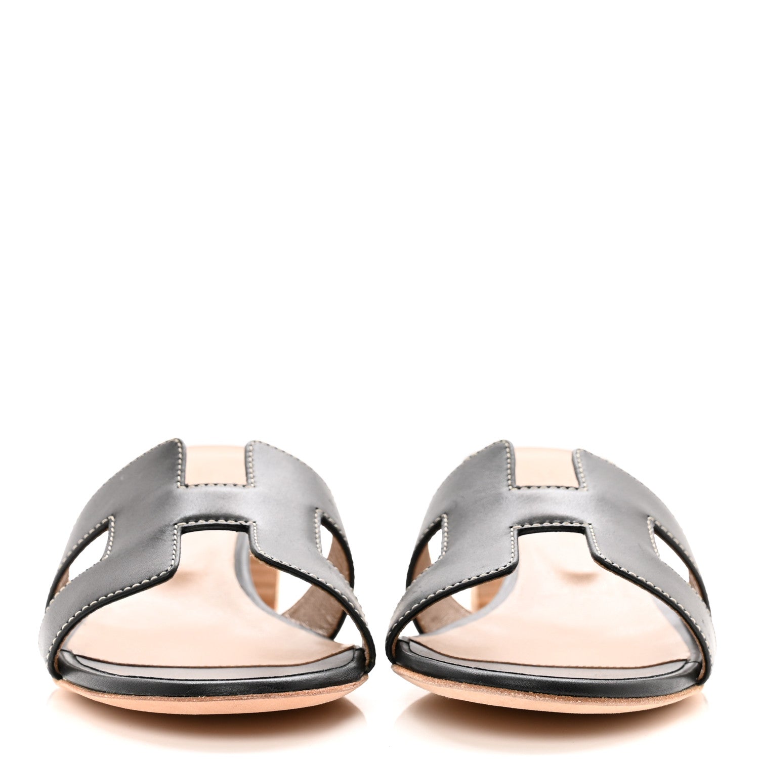 Hermes Calfskin Oasis Sandals 39 Black 2 of 9