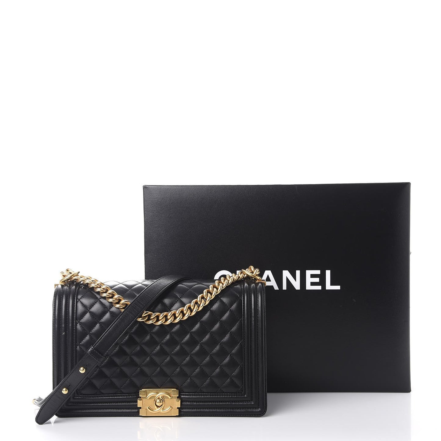 Lambskin Quilted New Medium Boy Flap Black