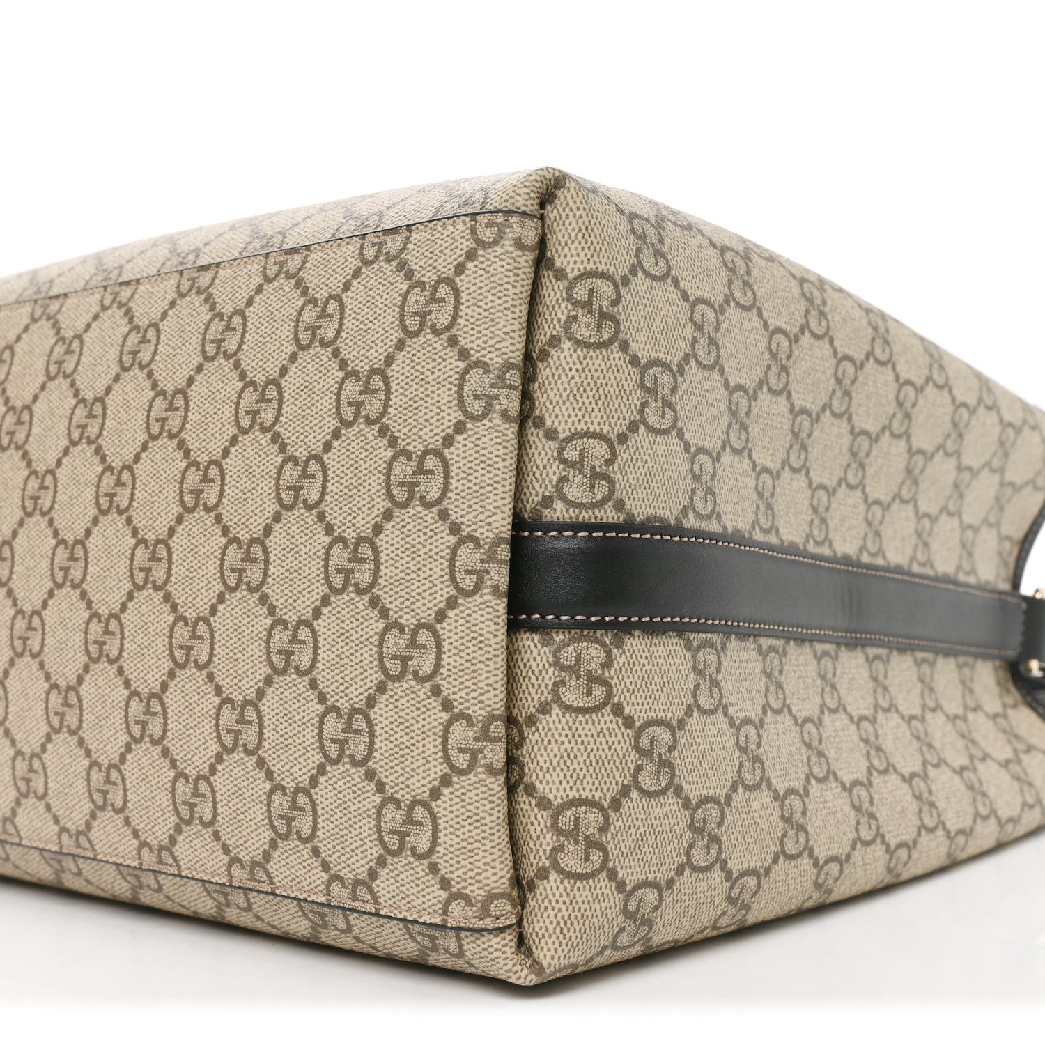 Gucci GG Supreme Monogram Medium Emblem Bucket Bag Beige Dark Brown Black 9 of 10