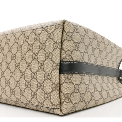 Gucci GG Supreme Monogram Medium Emblem Bucket Bag Beige Dark Brown Black 9 of 10