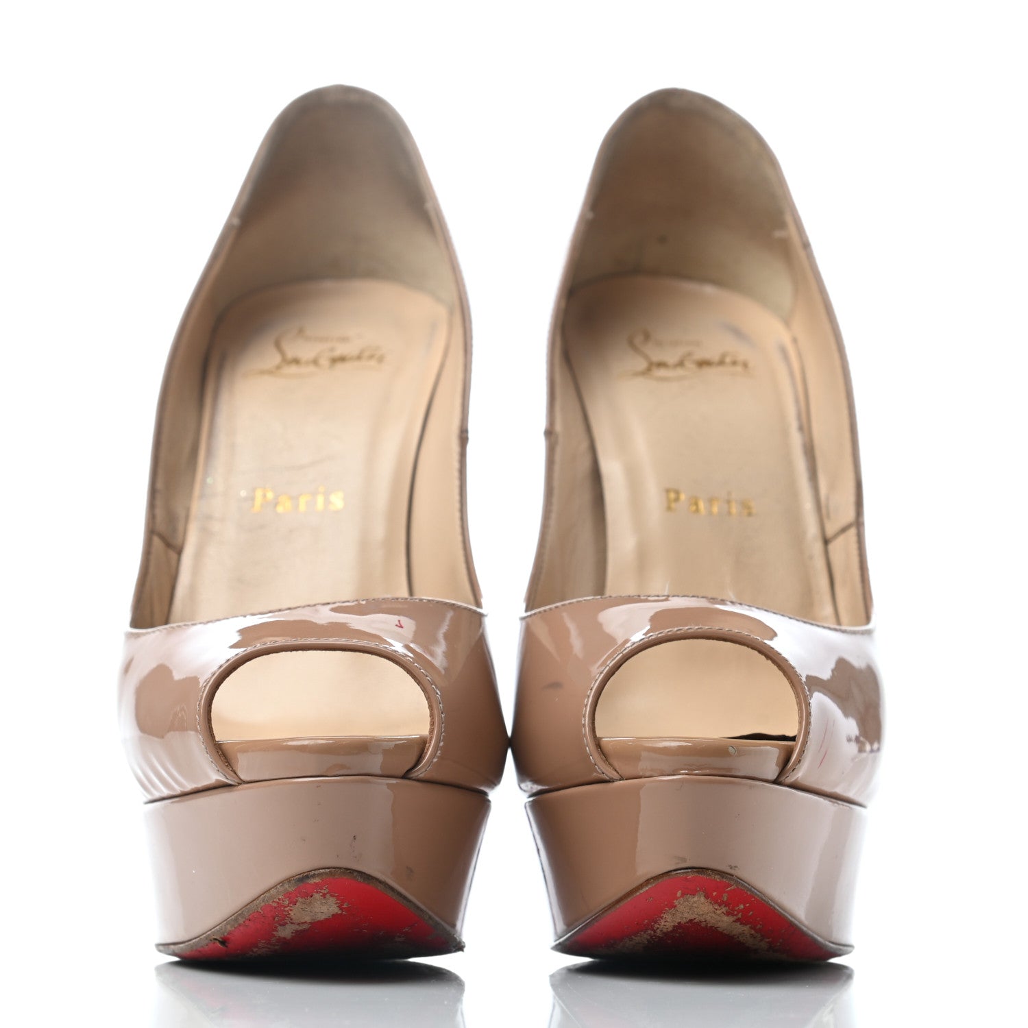 Christian Louboutin Patent Lady Peep 150 Pumps 36 Nude 2 of 11