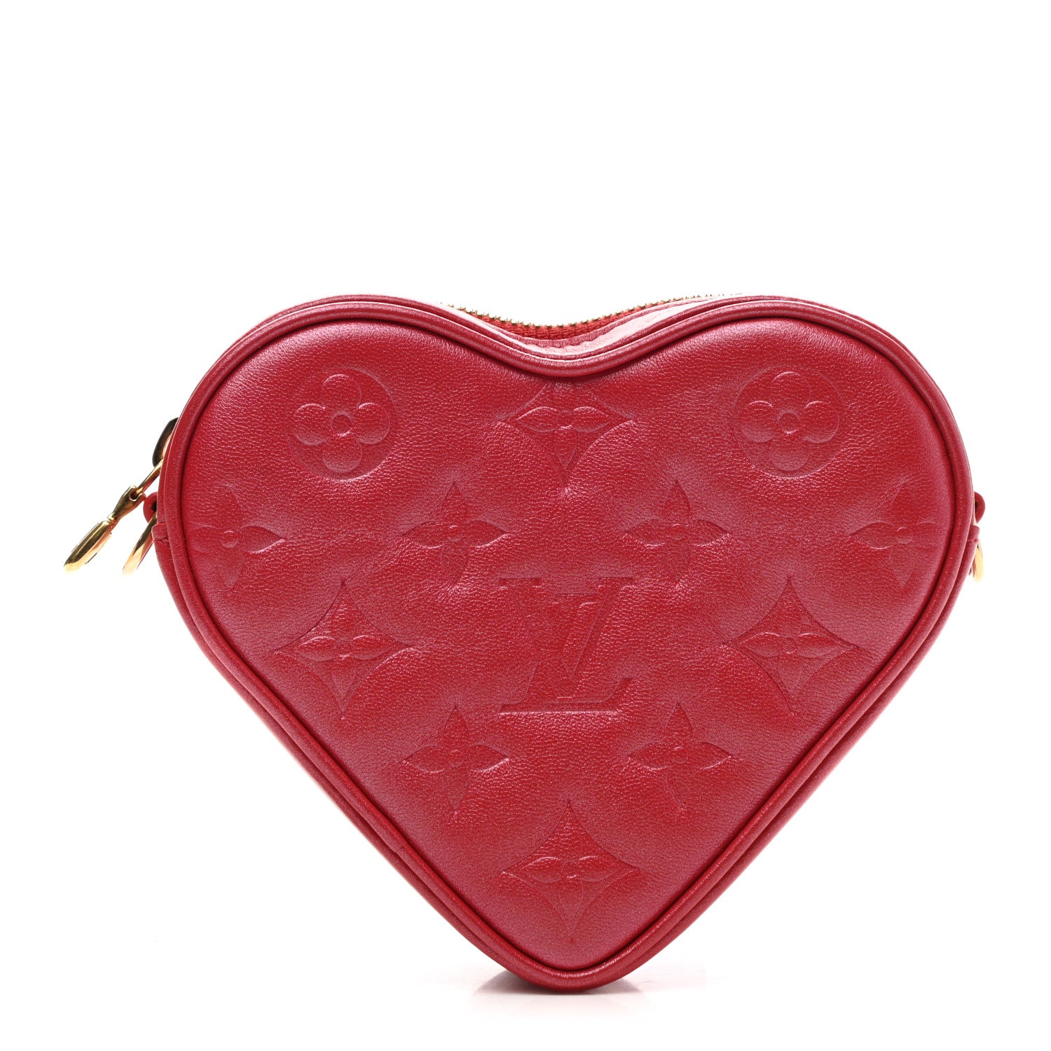 Louis Vuitton Lambskin Embossed Monogram Fall In Love Sac Coeur Heart Chain Bag Lipstick Red 1 of 6
