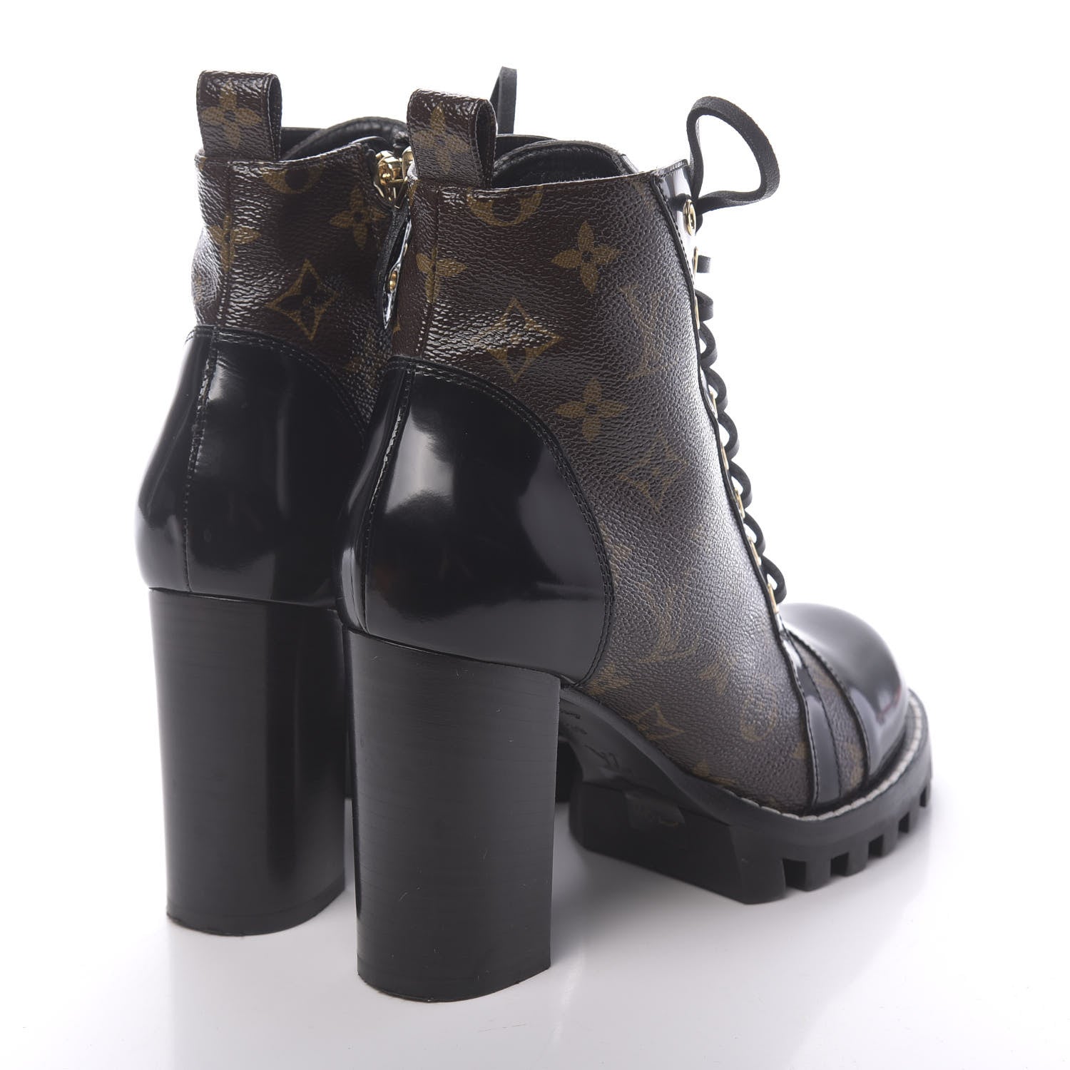 Louis Vuitton Patent Calfskin Monogram Star Trail Ankle Boots 39 Black 4 of 9