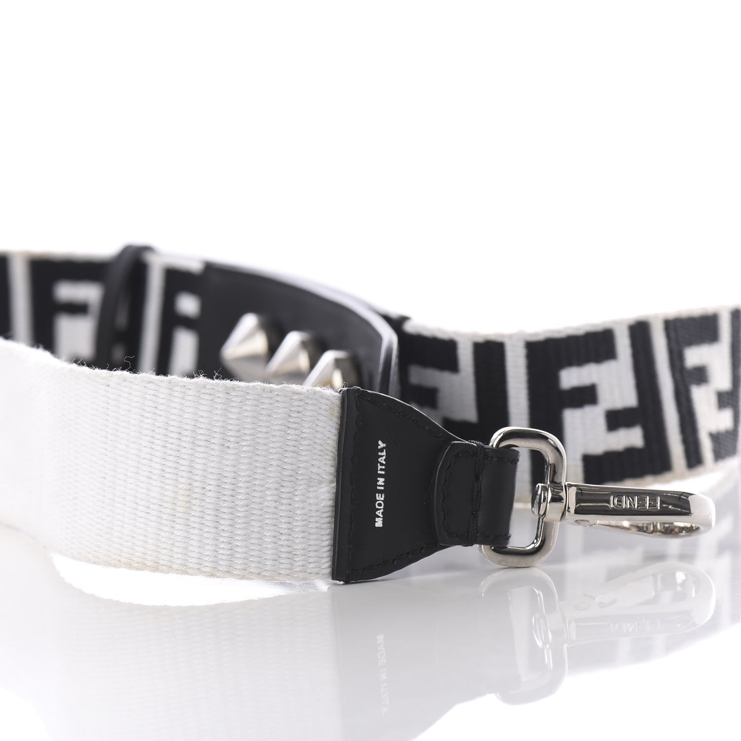 Fendi Fabric Calfskin FF Reloaded Strap You White Black 4 of 7