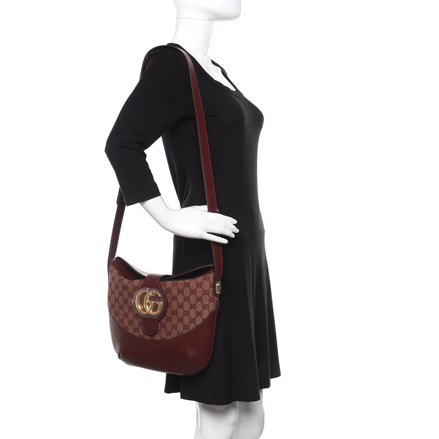 Gucci GG Monogram Calfskin Medium Arli Shoulder Bag Sahara Rubino Chardonnay 2 of 9