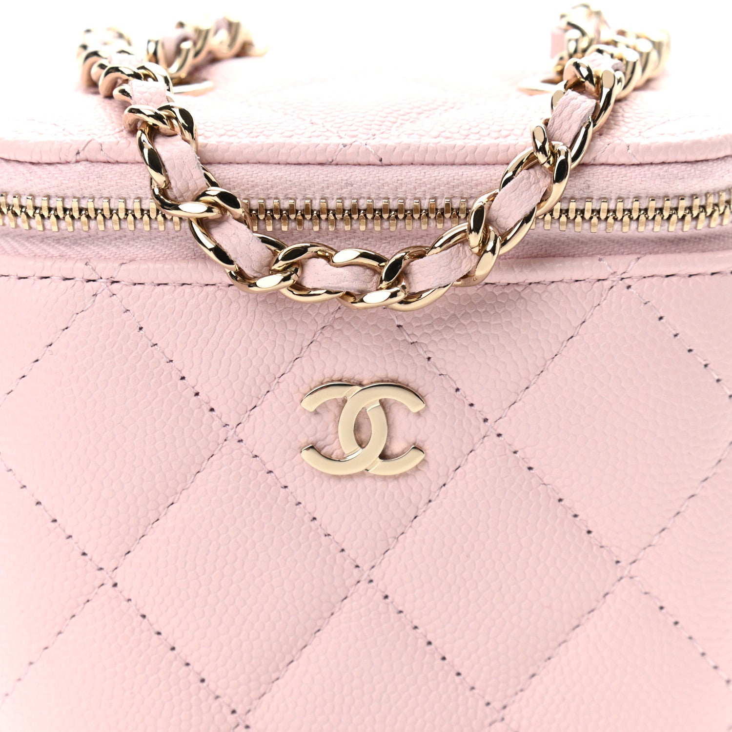 Chanel Caviar Quilted Mini Vanity Case With Chain Light Pink 10 of 10