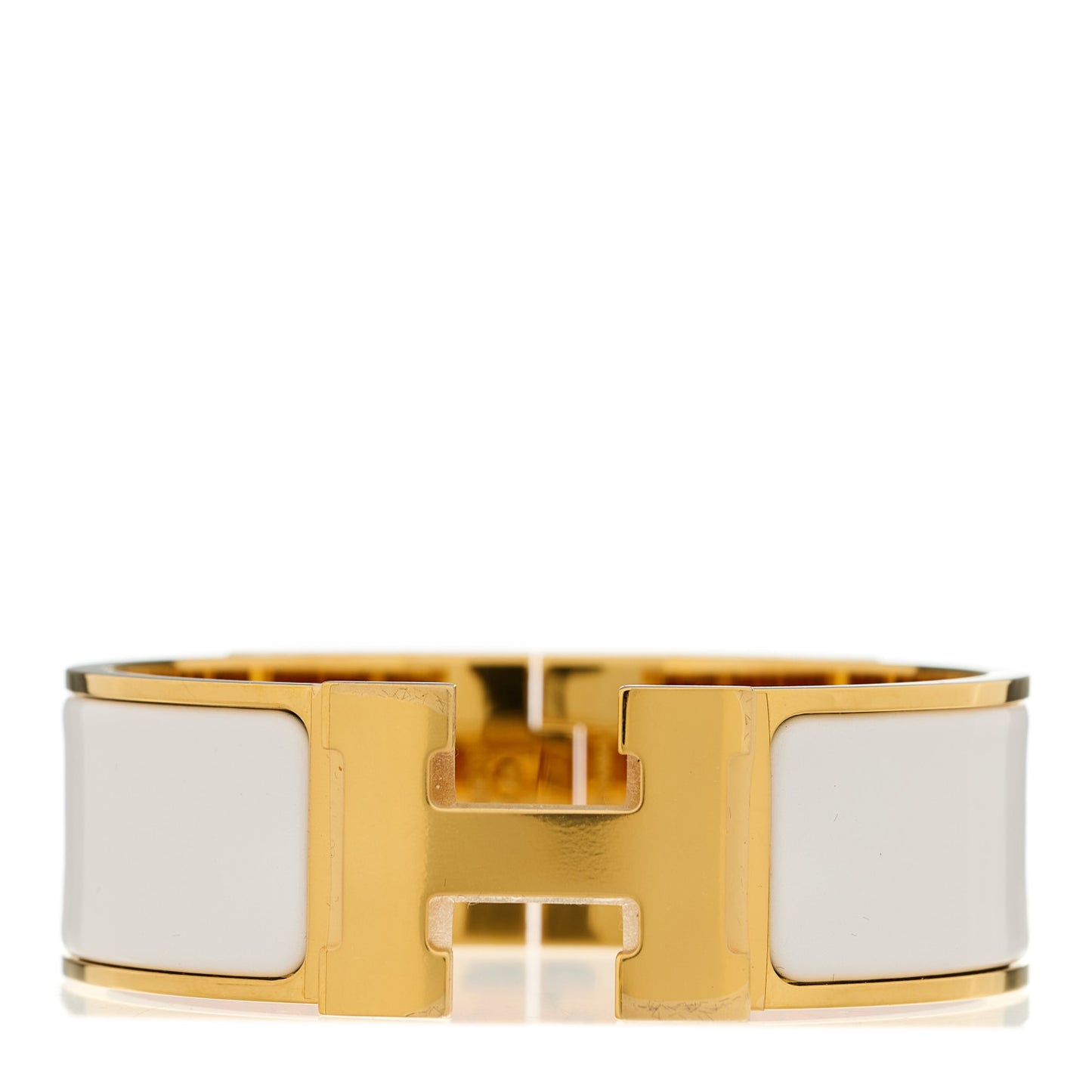 Enamel Wide Clic Clac H Bracelet GM White