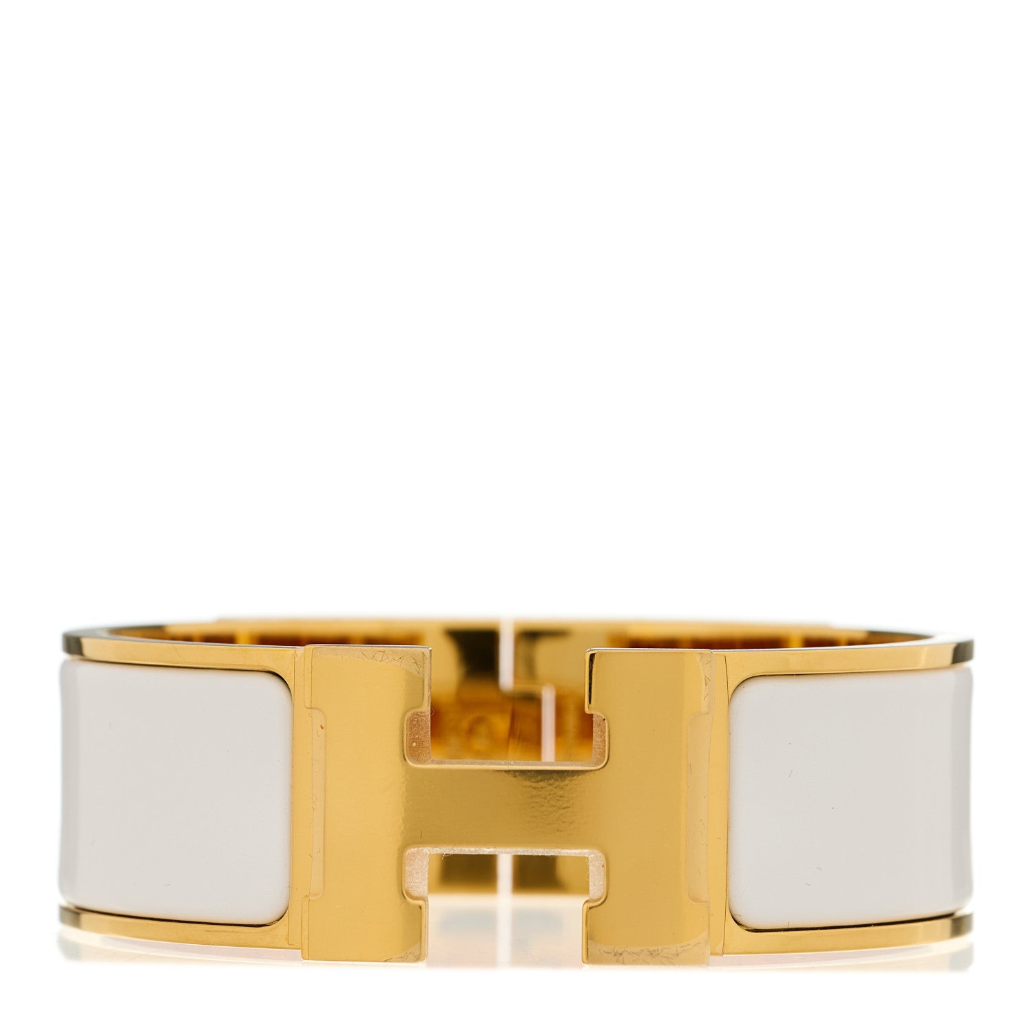 Hermes Enamel Wide Clic Clac H Bracelet GM White 1 of 4