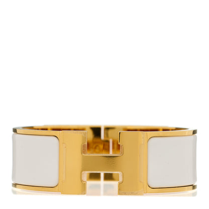 Hermes Enamel Wide Clic Clac H Bracelet GM White 1 of 4