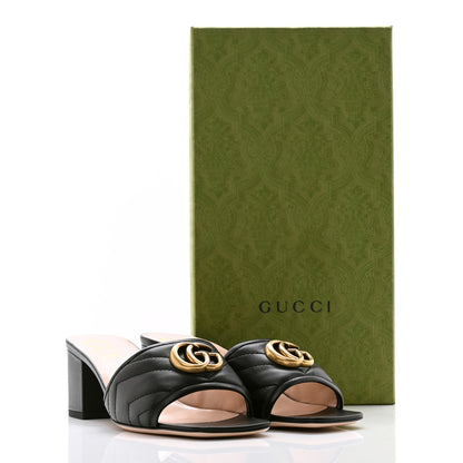 Gucci Nappa Matelasse GG Marmont 55mm Slide Sandals 37.5 Black 9 of 9