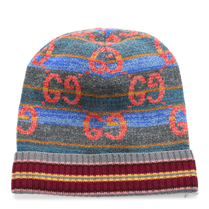 Gucci Wool Lame GG Monogram Dorat Beanie Hat L Multicolor 1 of 5