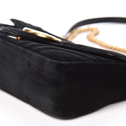 Gucci Velvet Matelasse Small GG Marmont Shoulder Bag Black 9 of 15