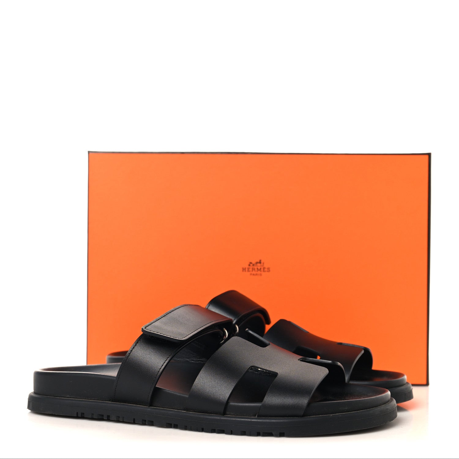 Hermes Calfskin Womens Chypre Sandals 39 Black 10 of 10
