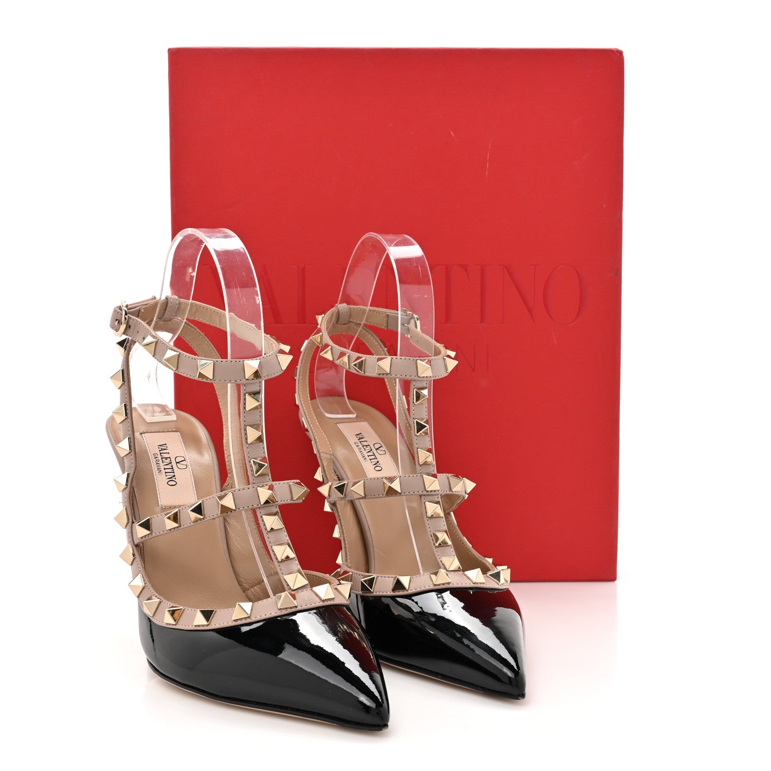 Valentino Garavani Patent Nappa Rockstud Ankle Strap 100mm Pumps 37 Black Poudre 12 of 12