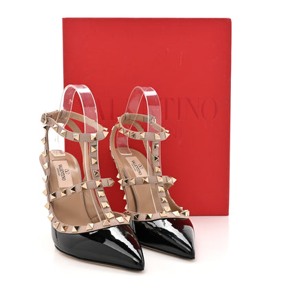 Valentino Garavani Patent Nappa Rockstud Ankle Strap 100mm Pumps 37 Black Poudre 12 of 12