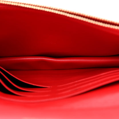 Louis Vuitton Denim Damier Monogram Patchwork Flore Chain Wallet Blue Rouge 5 of 10