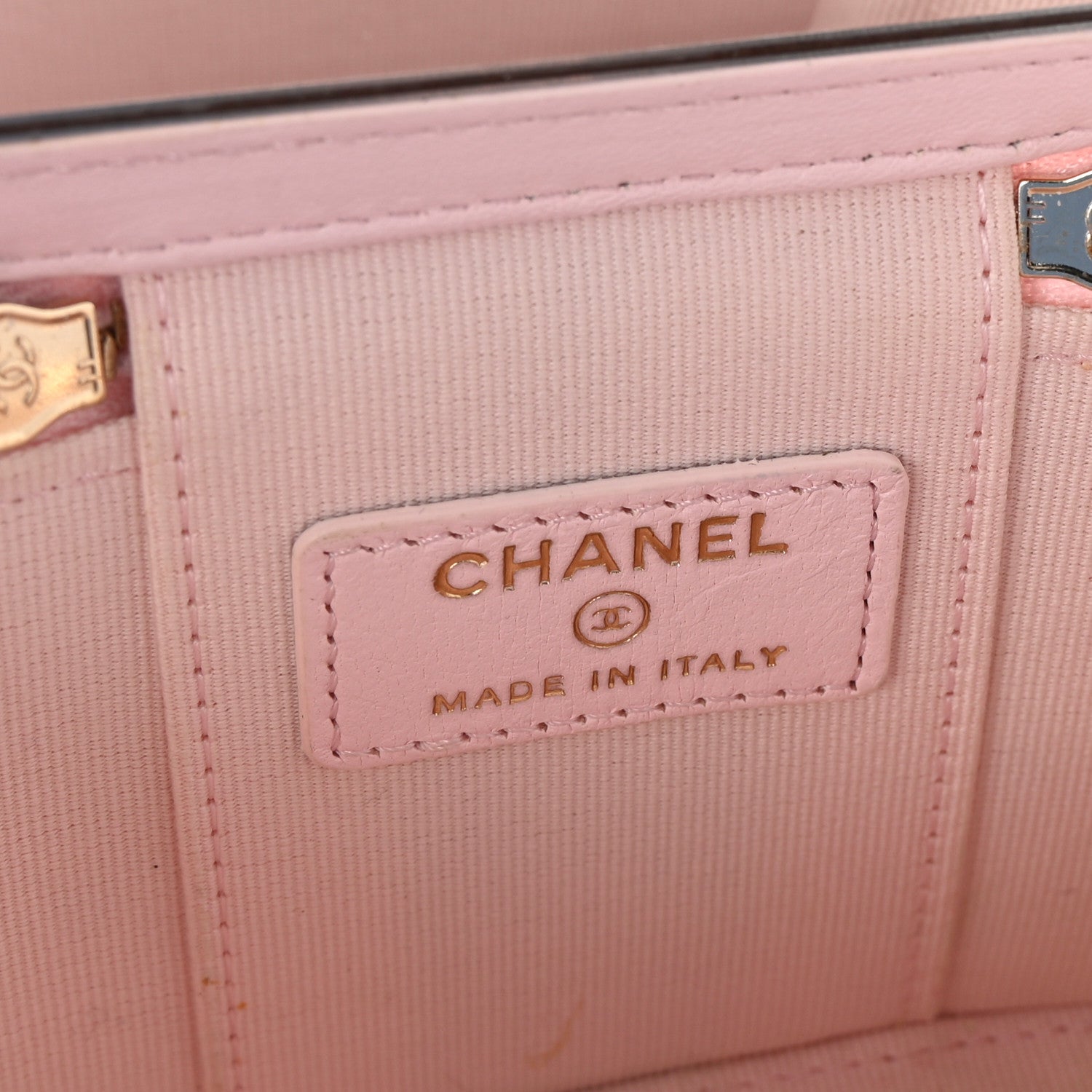 Chanel Lambskin Quilted Mini Vanity Case With Pearl Chain Light Pink 6 of 10
