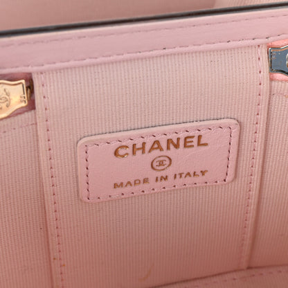 Chanel Lambskin Quilted Mini Vanity Case With Pearl Chain Light Pink 6 of 10