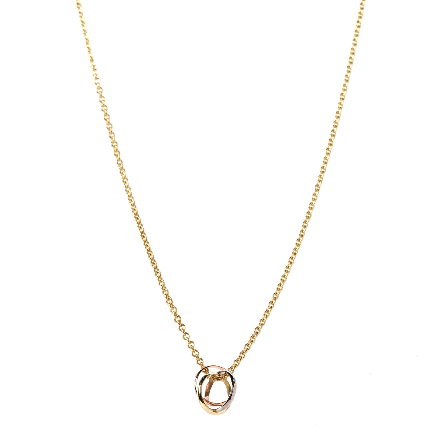 CARTIER 18K Pink Yellow White Gold Trinity Pendant Necklace