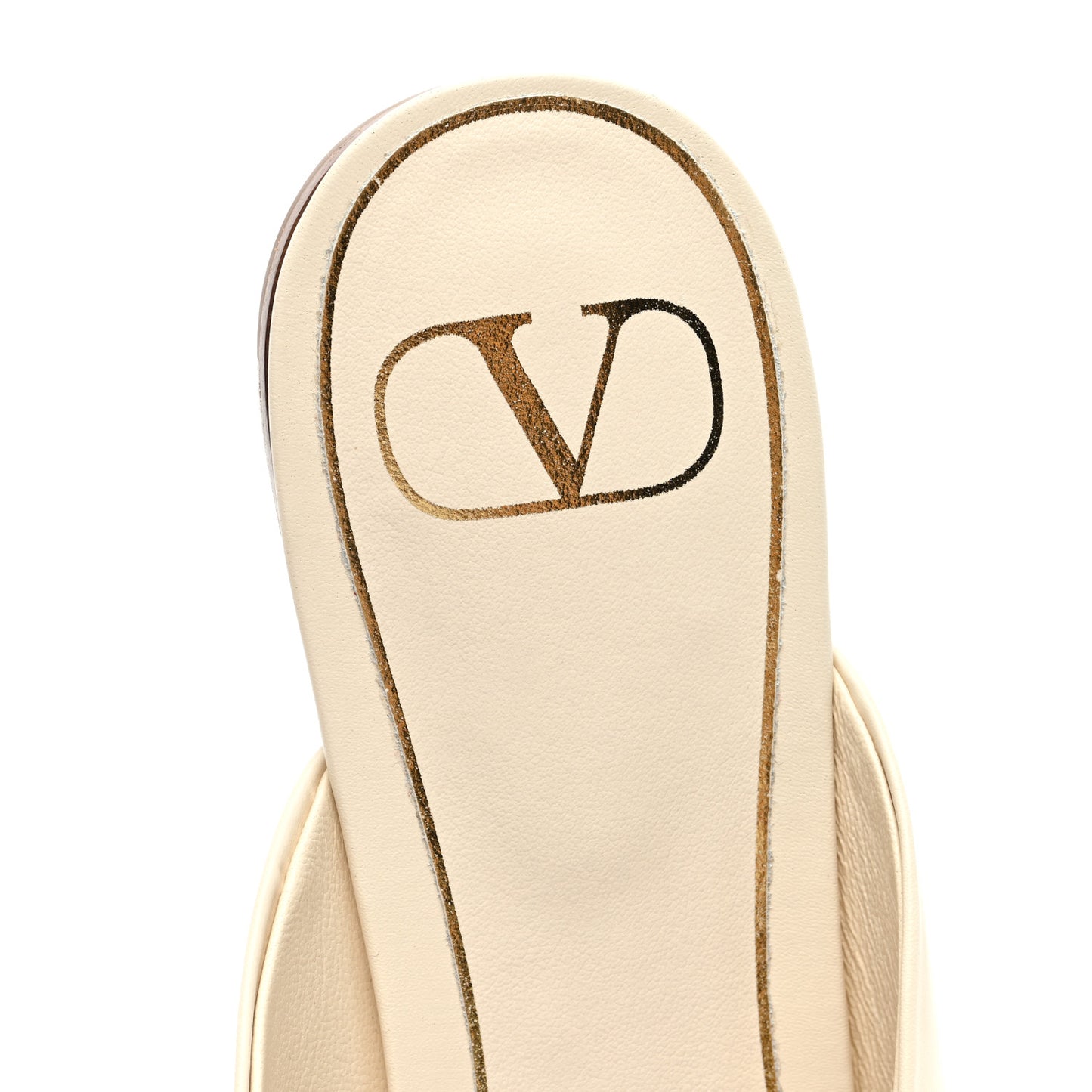 Calfskin Roman Stud Pointed Flat Mules 38 Light Ivory