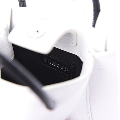 Balenciaga Squared Calfskin Logo Shopping Phone Holder Bag White Light Green 9 of 10