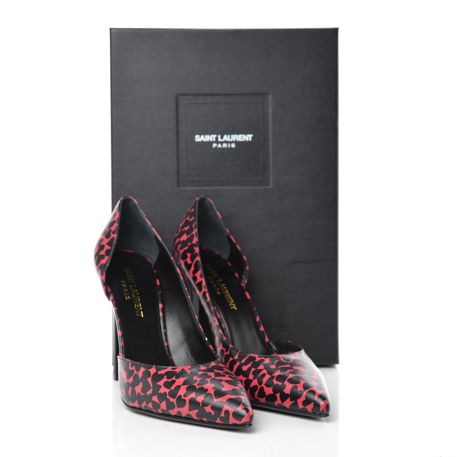 Saint Laurent Calfskin Heart Print D'Orsay Paris 105 Pumps 37.5 Pink 9 of 9