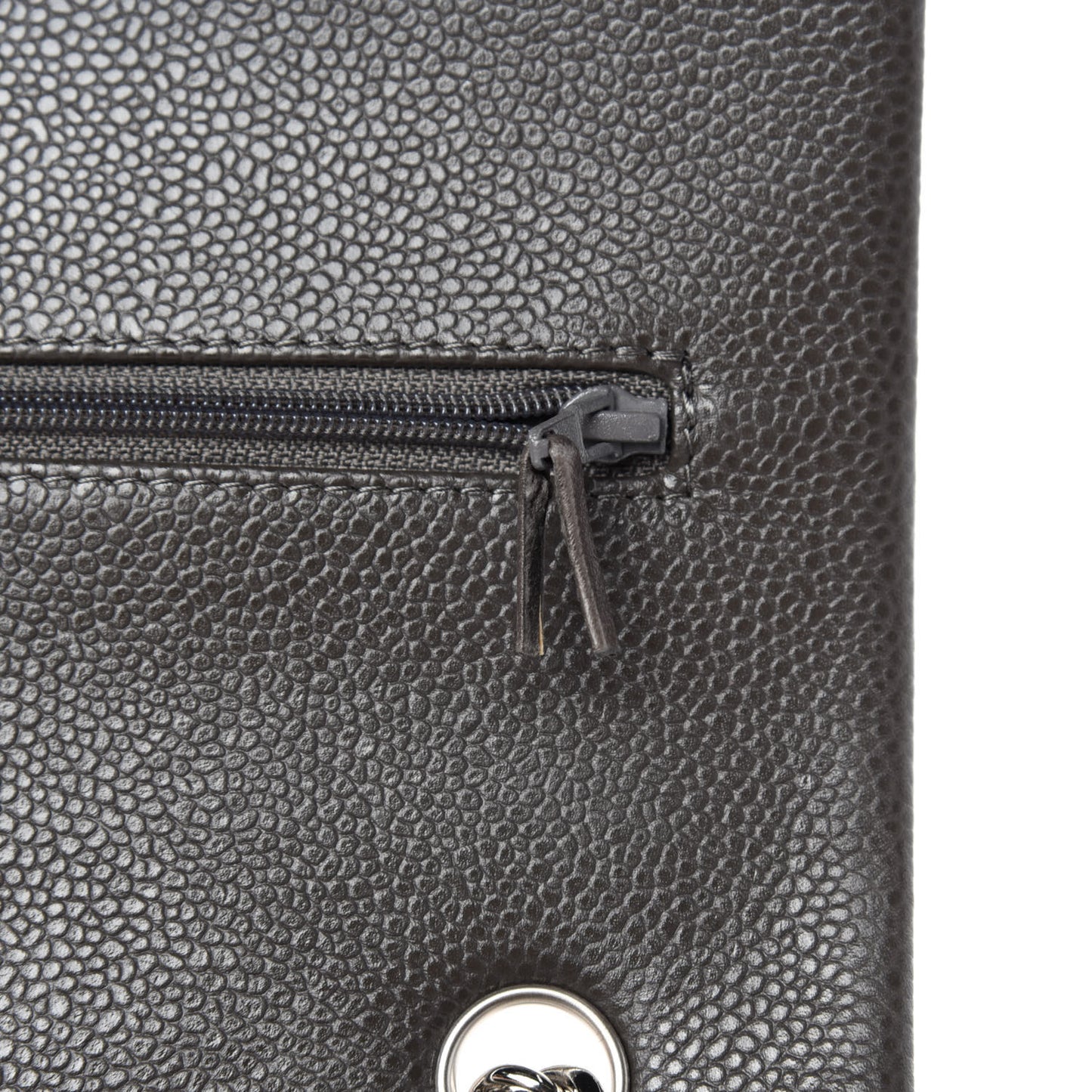 Caviar Quilted Maxi Double Flap Grey