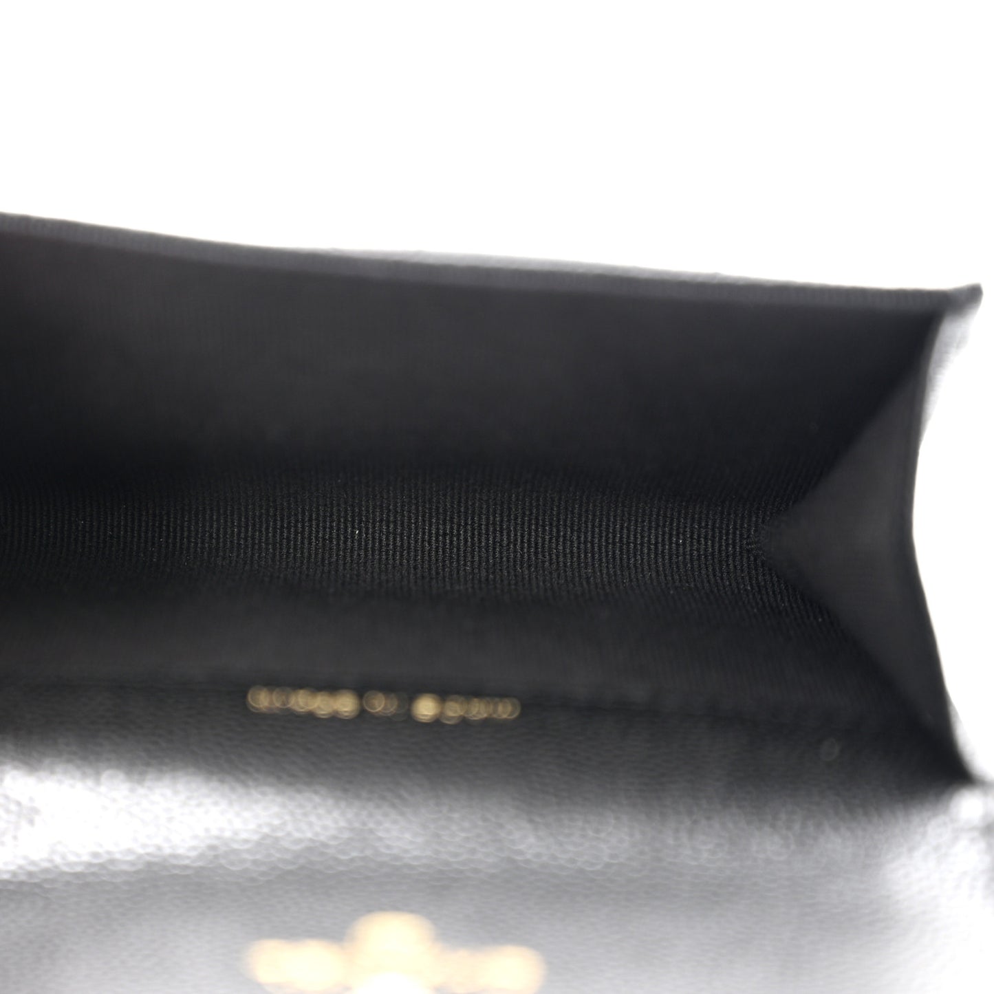 Caviar Quilted Crystal Enamel CC Flap Card Holder Black