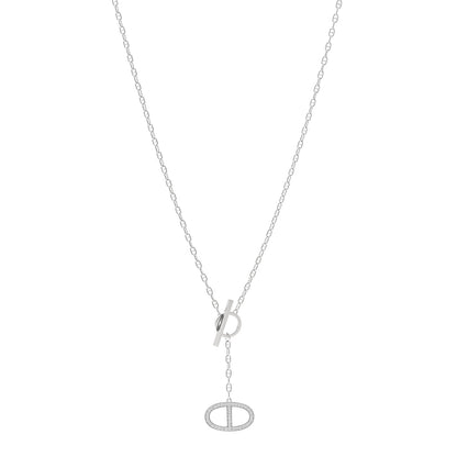 Hermes 18K White Gold Diamond GM Chaine D'Ancre Contour Pendant Necklace ST 1 of 7