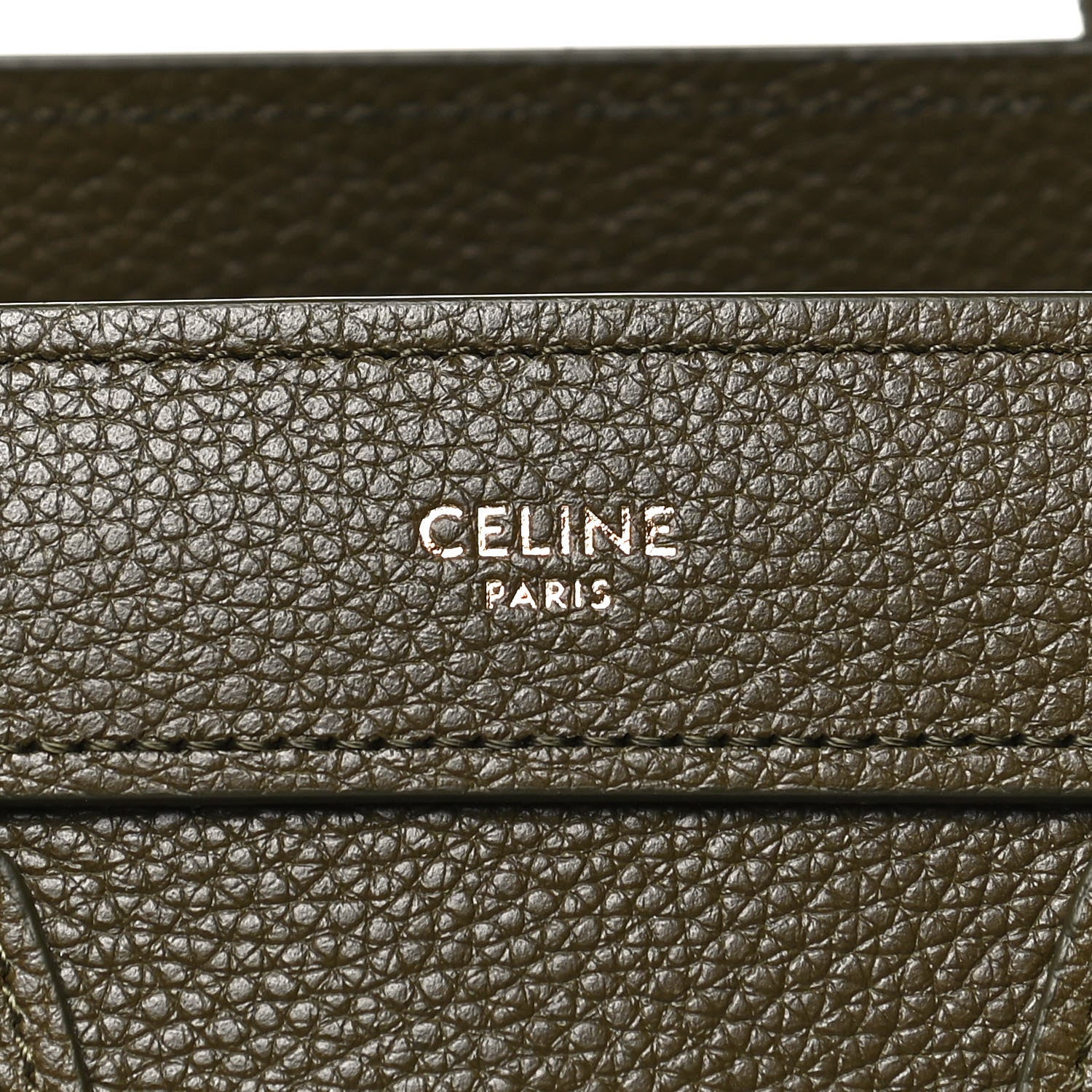 Celine Drummed Calfskin Nano Luggage Dark Olive 8 of 13