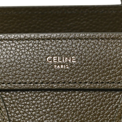 Celine Drummed Calfskin Nano Luggage Dark Olive 8 of 13