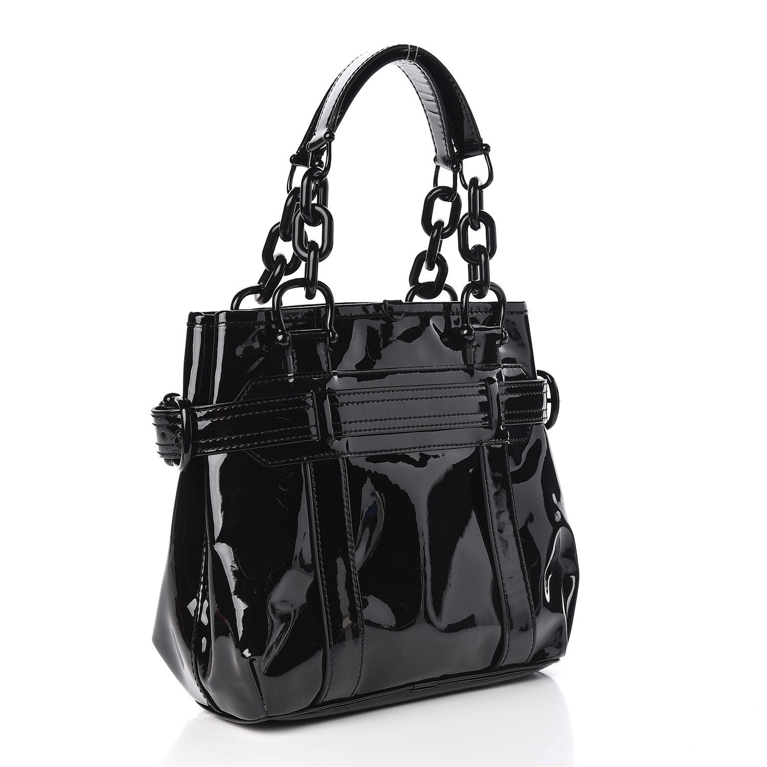 Burberry Patent Calfskin Chain Tote Black 3 of 9