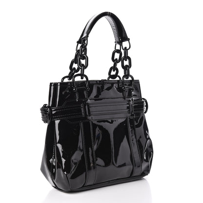 Burberry Patent Calfskin Chain Tote Black 3 of 9
