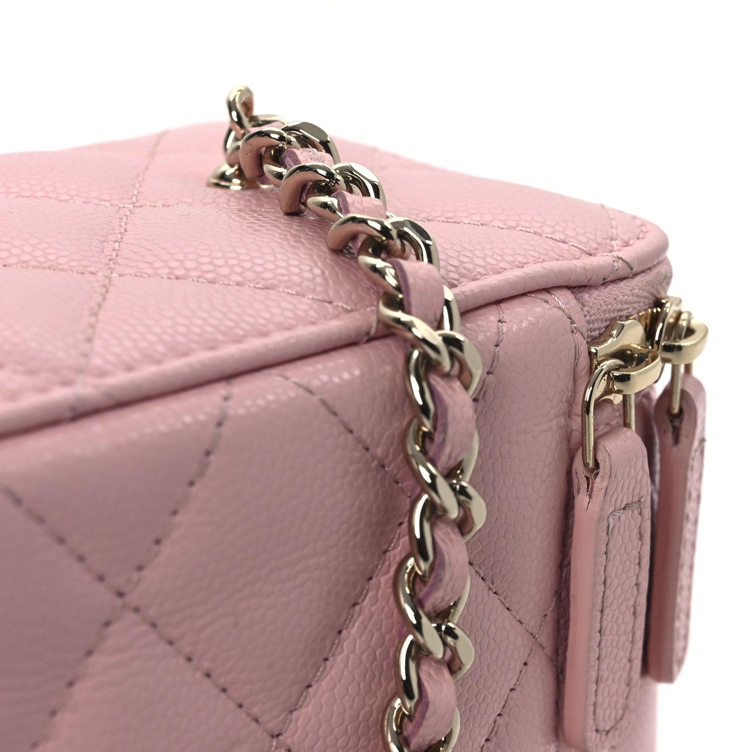 Chanel Caviar Quilted  Vanity Case With Chain Pink 14 of 14