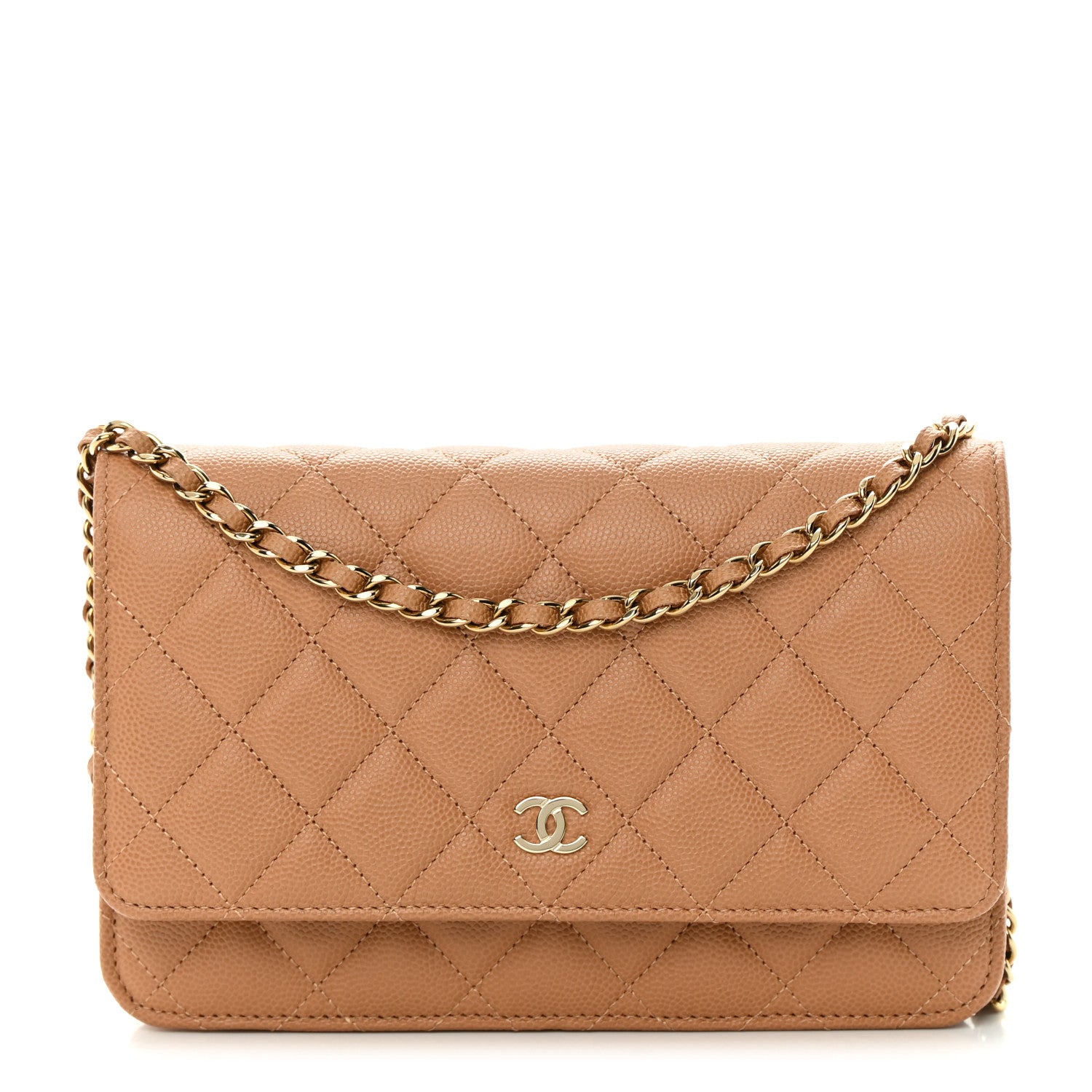 Chanel Caviar Quilted Wallet on Chain WOC Dark Beige 1 of 14