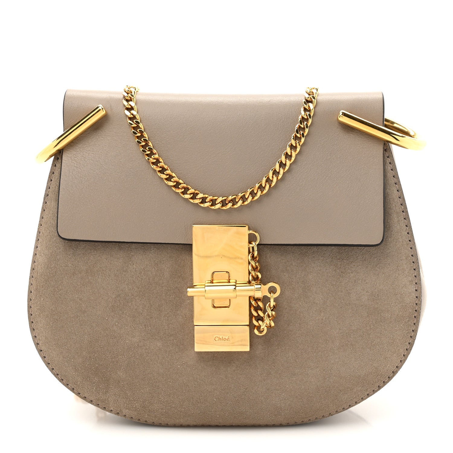 Chloe Suede Smooth Calfskin Mini Drew Shoulder Bag Motty Grey 1 of 10